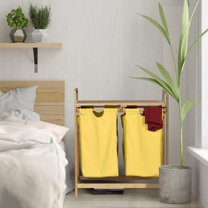 Bamboo laundry basket shelf