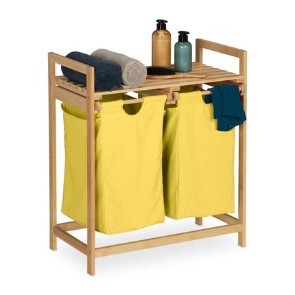 Bamboo laundry basket shelf