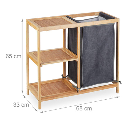 Bamboo laundry basket shelf