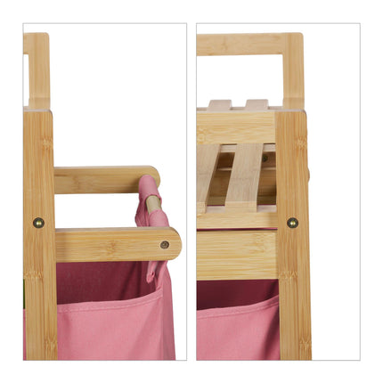 Bamboo laundry basket shelf