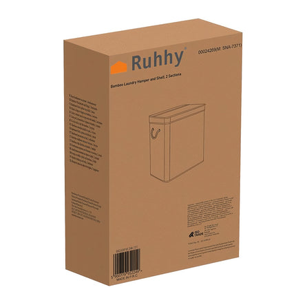 Bamboo laundry basket - two-chamber Ruhhy 24269