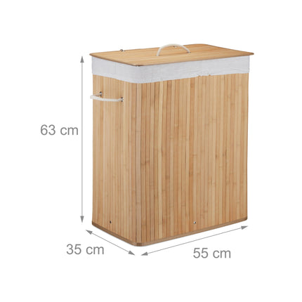 Bamboo laundry basket with 2 compartments