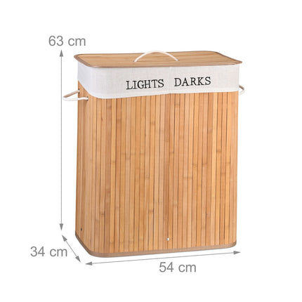Bamboo laundry basket with 2 compartments