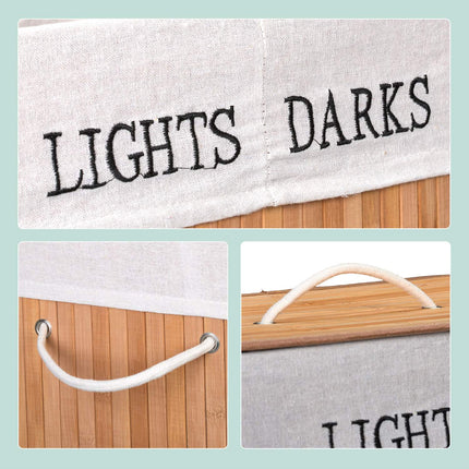 Bamboo laundry basket with 2 compartments