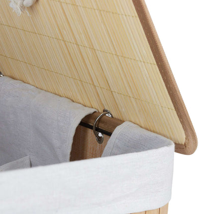Bamboo laundry basket with 2 compartments