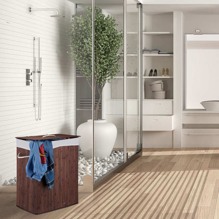 Bamboo laundry basket with 2 compartments