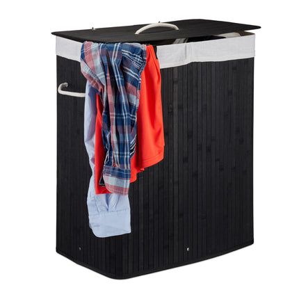 Bamboo laundry basket with 2 compartments