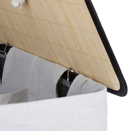 Bamboo laundry basket with 2 compartments