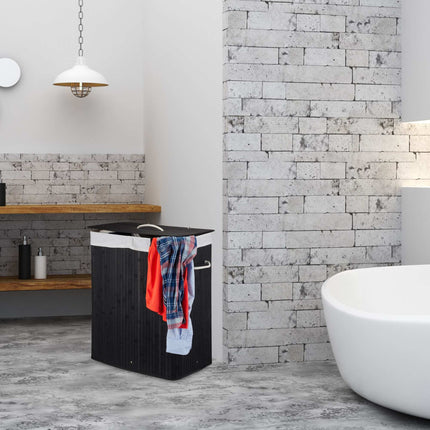 Bamboo laundry basket with 2 compartments