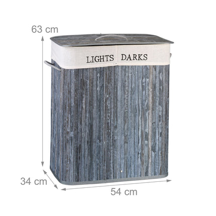 Bamboo laundry basket with 2 compartments