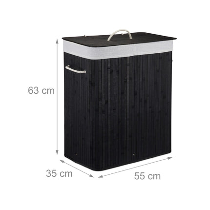 Bamboo laundry basket with 2 compartments