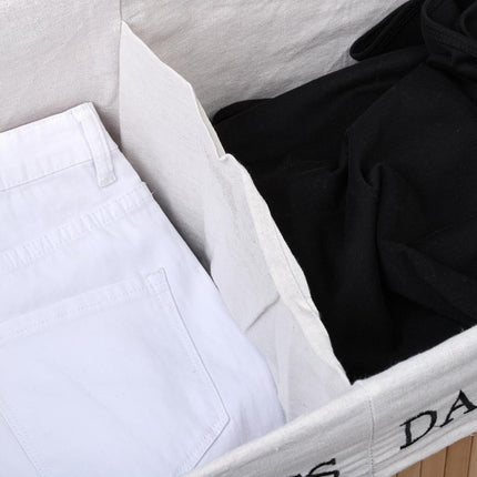 Bamboo laundry basket with 2 compartments