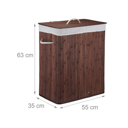 Bamboo laundry basket with 2 compartments