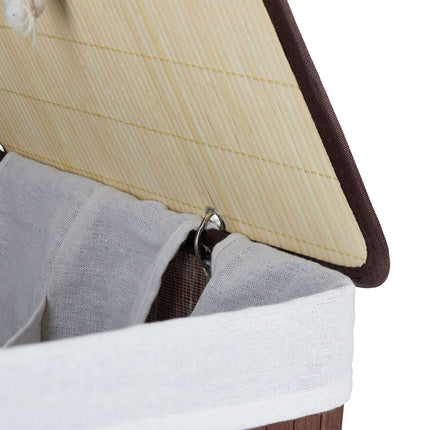 Bamboo laundry basket with 2 compartments
