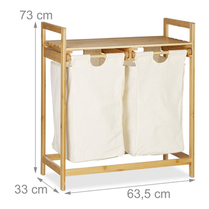 Bamboo laundry basket with 2 laundry bags