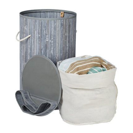 Bamboo laundry basket with lid