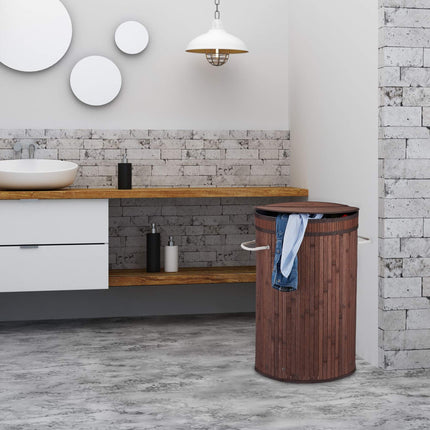 Bamboo laundry basket with lid