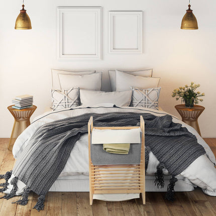 Bamboo laundry basket with lid