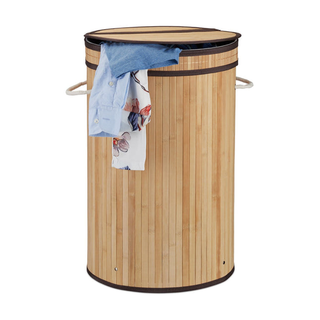 Bamboo laundry basket with lid