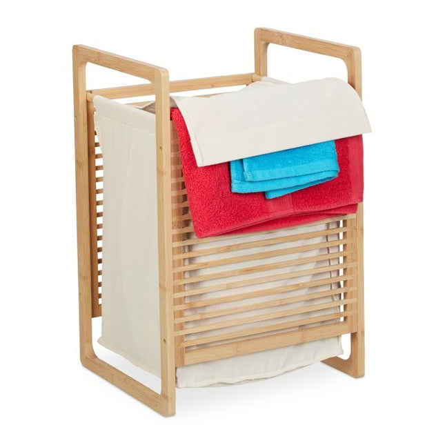 Bamboo laundry basket with lid