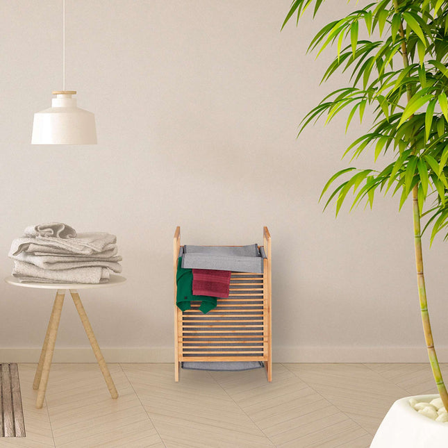 Bamboo laundry basket with lid