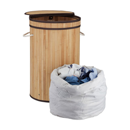 Bamboo laundry basket with lid