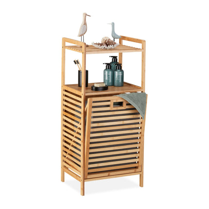 Bamboo laundry hamper with shelf