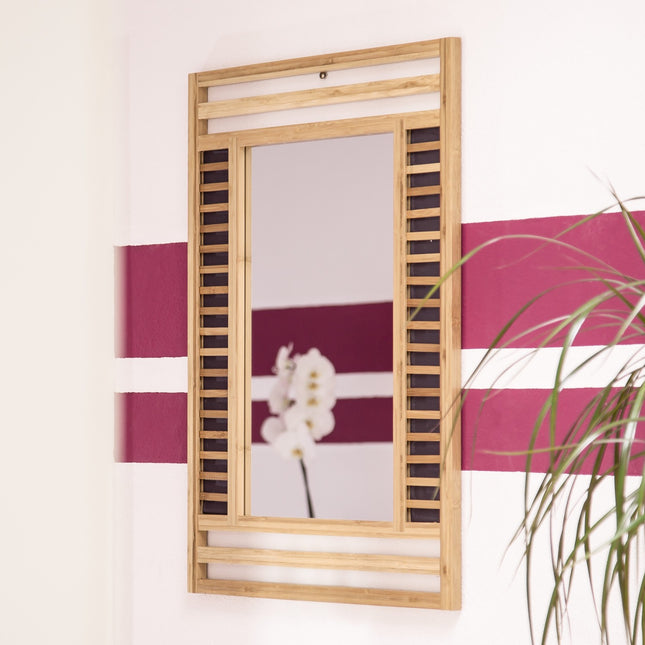 Bamboo mirror with decorative frame