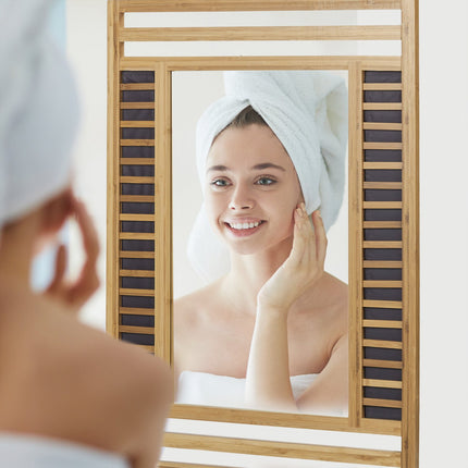 Bamboo mirror with decorative frame