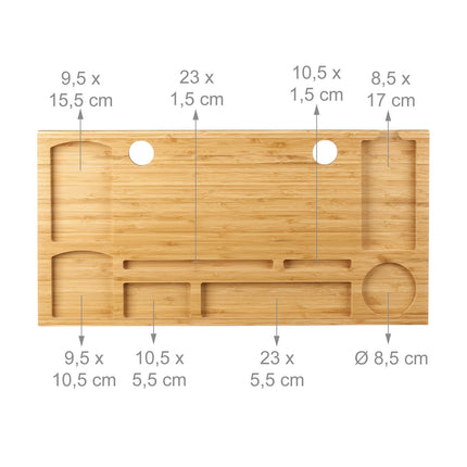Bamboo monitor stand with 8 compartments