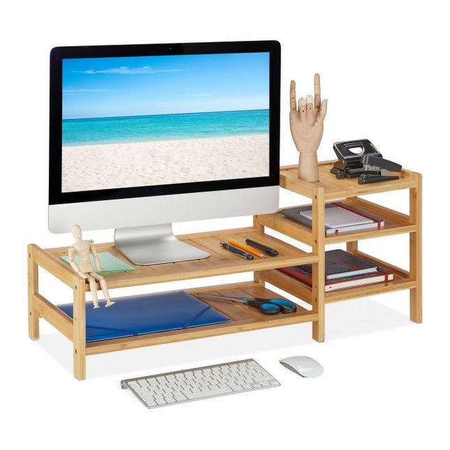 Bamboo screen stand with 5 shelves