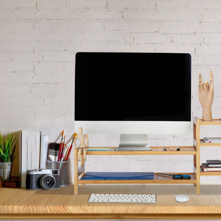 Bamboo screen stand with 5 shelves