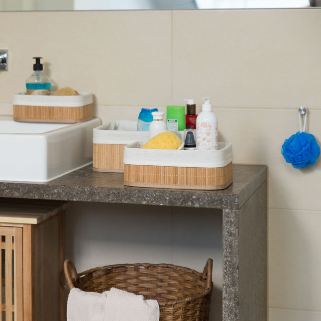 Bamboo shelf basket in three parts
