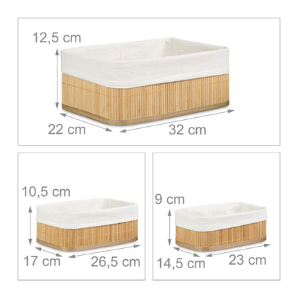 Bamboo shelf basket in three parts