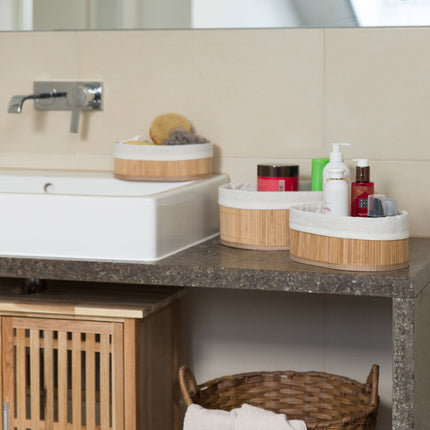 Bamboo shelf basket in three parts