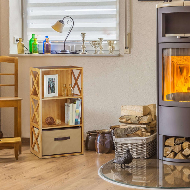 Bamboo shelf with basket