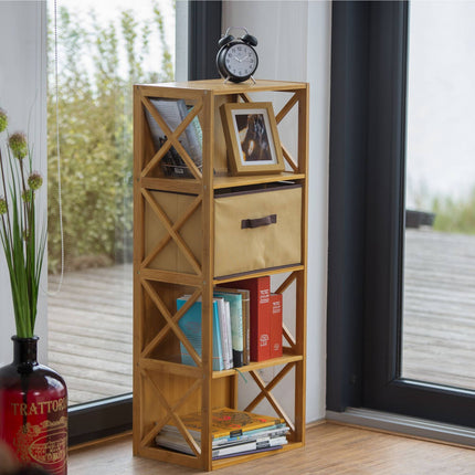 Bamboo shelf with basket