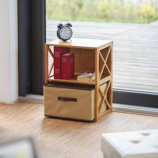 Bamboo shelf with basket