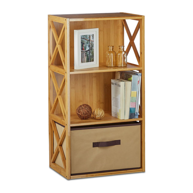 Bamboo shelf with basket
