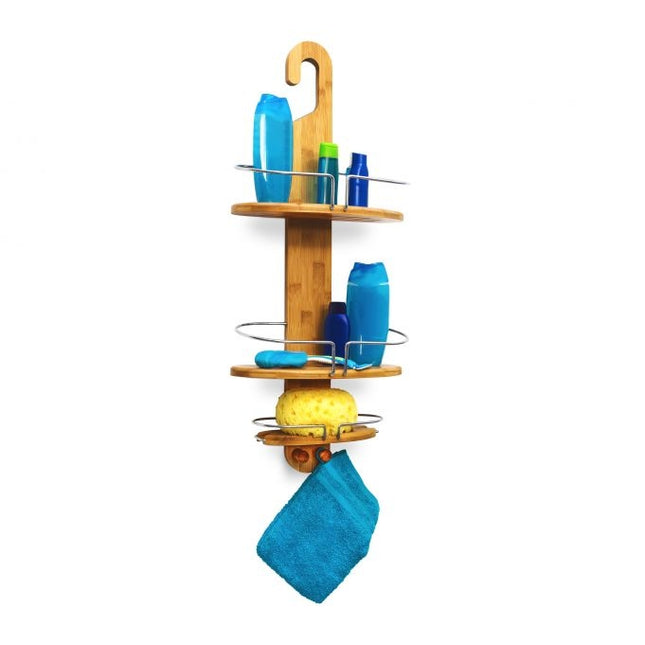 Bamboo shower shelf with 3 shelves