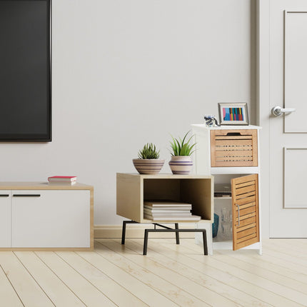 Bamboo side cabinet in white
