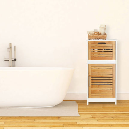 Bamboo side cabinet in white
