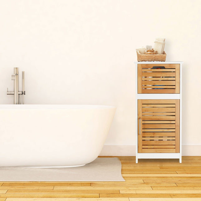 Bamboo side cabinet in white