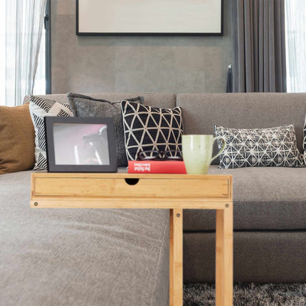 Bamboo side table with drawer