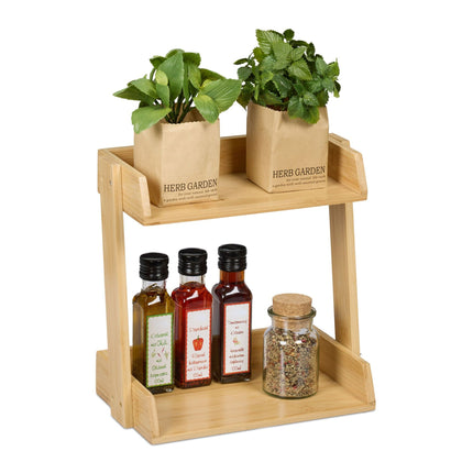 Bamboo spice rack with 2 levels