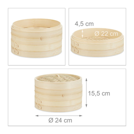 Bamboo steamer with 24 cm diameter