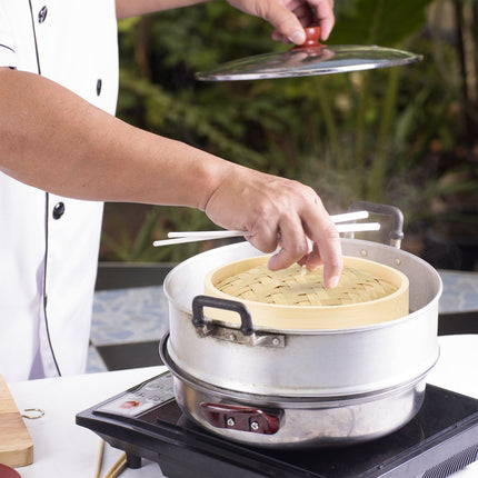 Bamboo steamer with 24 cm diameter