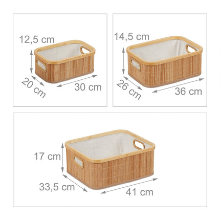 Bamboo storage baskets set of 3