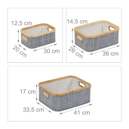 Bamboo storage baskets set of 3
