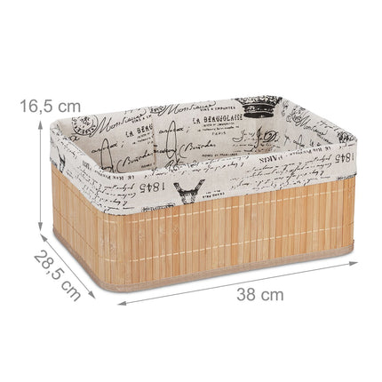 Bamboo storage basket with print